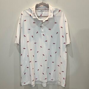 Johnnie-O Umbrella Novelty Print Collared Polo Golf Shirt Men’s Size XXL White